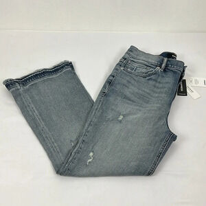 Express New Women’s 8 High Rise Distressed Cropped Bell Flare Jean